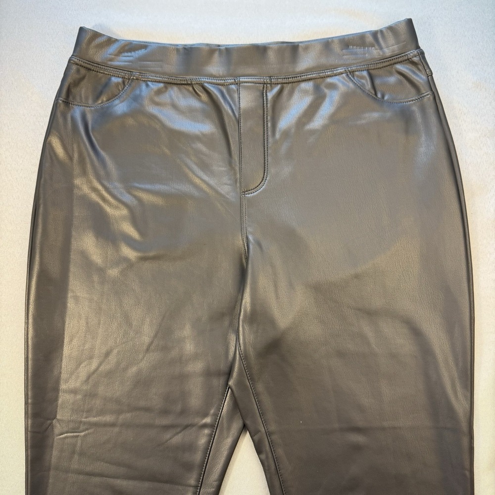 Philosophy Women's Faux Leather Pull On Pants Stretch Size Large L Black